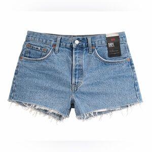 Levi’s 501 Original Denim Shorts Light Wash Frayed Cutoff Shorts NWT
